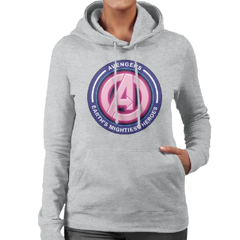 Marvel Avengers A Logo Earths Mightiest Heroes Women's Hooded Sweatshirt Hoodie with Color Block Contrast Stylish Marvel Avengers A Logo Earths Mightiest Heroes Women's Hooded Sweatshirt Hoodie with Color Block Contrast Stylish