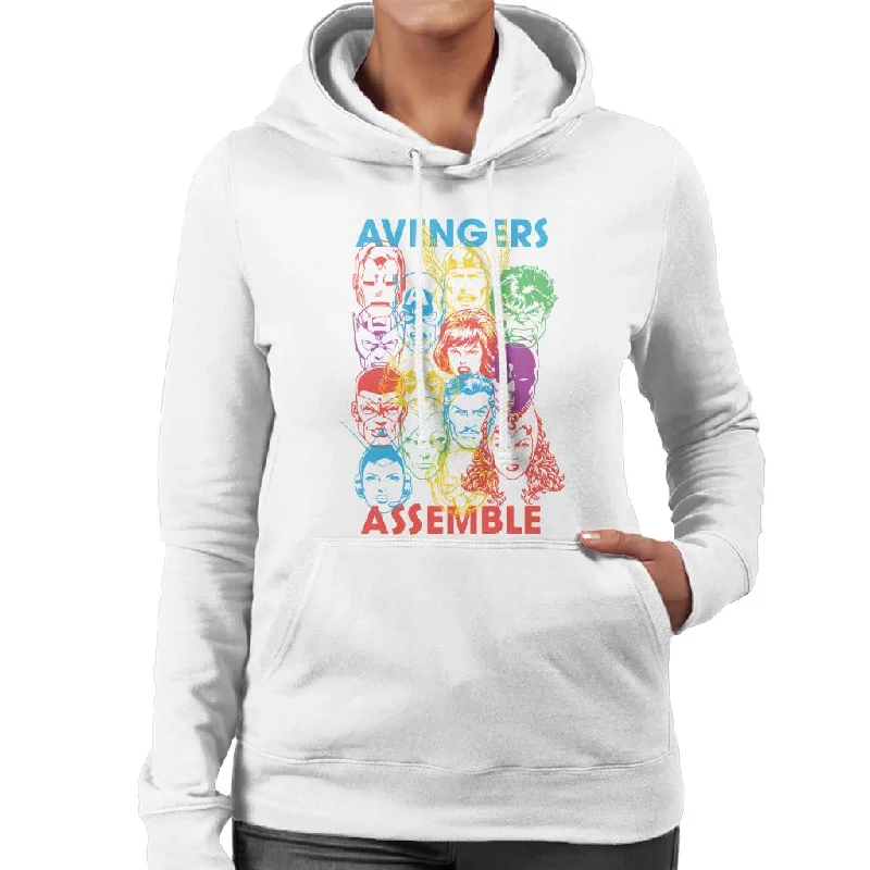 Marvel Avengers Character Head Outlines Assemble Women's Hooded Sweatshirt Hoodie with Applique Textured Unique Marvel Avengers Character Head Outlines Assemble Women's Hooded Sweatshirt Hoodie with Applique Textured Unique