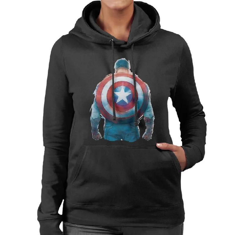 Marvel Captain America Sketch Style Shield Back Women's Hooded Sweatshirt Hoodie with Logo Branding Identity Marvel Captain America Sketch Style Shield Back Women's Hooded Sweatshirt Hoodie with Logo Branding Identity