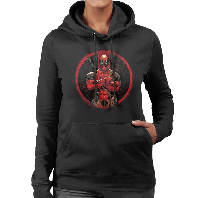Marvel Deadpool Blood Splatter Arms Folded Women's Hooded Sweatshirt Hoodie Jacket Zipper Layering Marvel Deadpool Blood Splatter Arms Folded Women's Hooded Sweatshirt Hoodie Jacket Zipper Layering