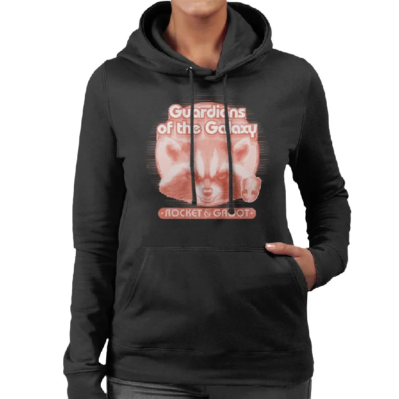 Marvel Guardians Of The Galaxy Rocket And Groot Retro Women's Hooded Sweatshirt Hoodie with Hem Patch Decorative Personalized Marvel Guardians Of The Galaxy Rocket And Groot Retro Women's Hooded Sweatshirt Hoodie with Hem Patch Decorative Personalized