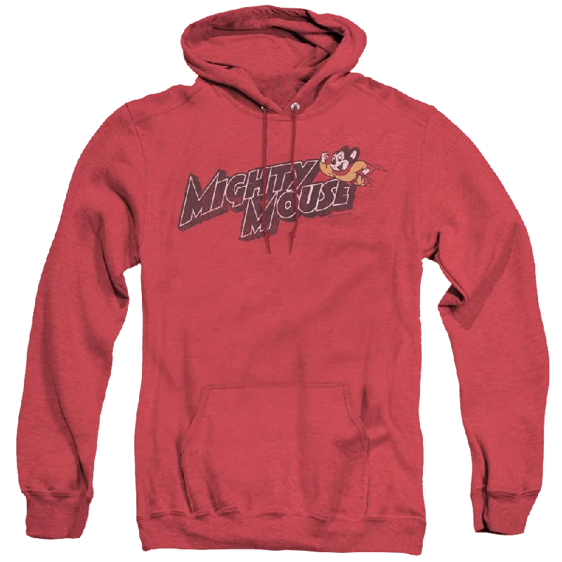 Mighty Mouse Might Logo - Heather Pullover Hoodie Kimono Neck Pullover