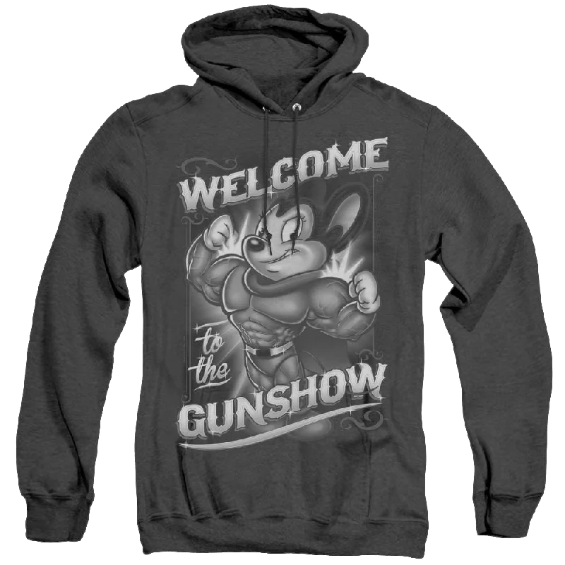 Mighty Mouse Mighty Gunshow - Heather Pullover Hoodie Bardot Neck Top