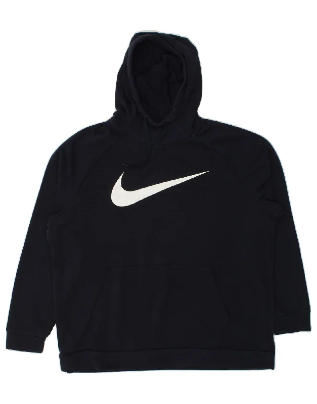 NIKE Mens Graphic Hoodie Jumper XL Navy Blue Cotton Hoodie with Hem Detail Decorative Unique NIKE Mens Graphic Hoodie Jumper XL Navy Blue Cotton Hoodie with Hem Detail Decorative Unique