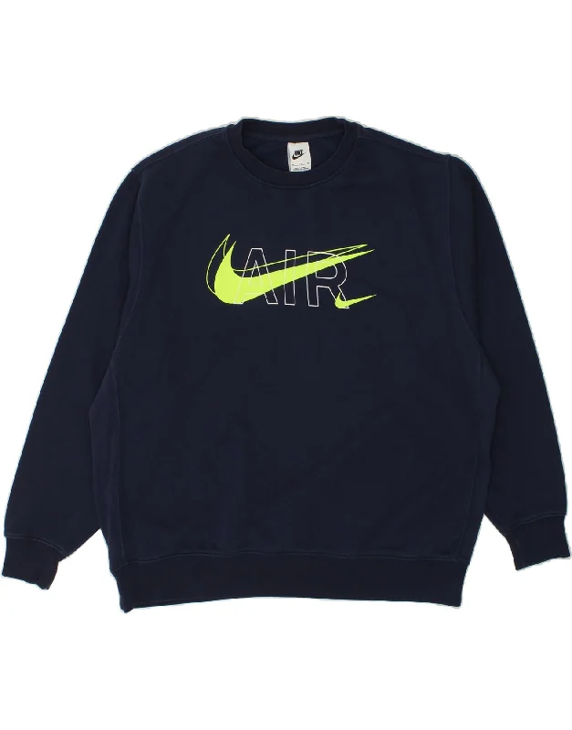 NIKE Mens Graphic Sweatshirt Jumper XL Navy Blue Cotton Hoodie with Pastel Soft Subtle NIKE Mens Graphic Sweatshirt Jumper XL Navy Blue Cotton Hoodie with Pastel Soft Subtle