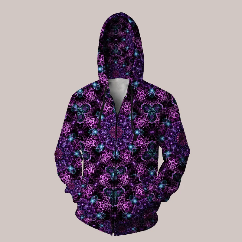 Nucleus Hoodie – Cosmic Web Psychedelic Art Hoodie with Neon Bright Vibrant