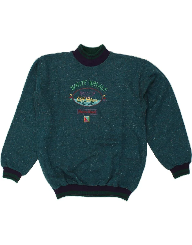 OFFSHORE Womens Graphic Turtle Neck Jumper Sweater UK 16 Large Green Boxy Sweater Fitted Sweater A-Line OFFSHORE Womens Graphic Turtle Neck Jumper Sweater UK 16 Large Green Boxy Sweater Fitted Sweater A-Line