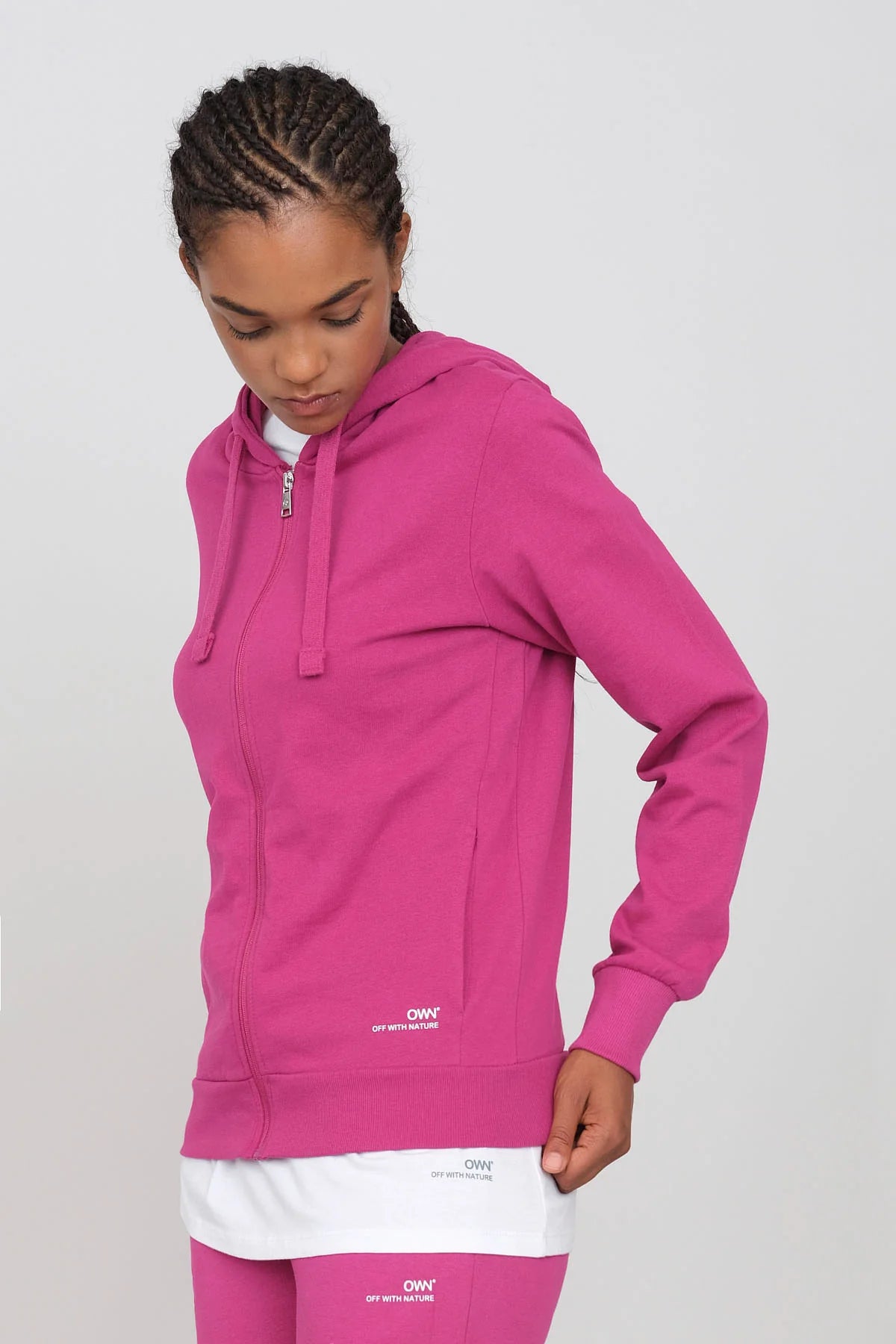 Women's Hoodie With A Zipper Fuchsia Hoodie with Relaxed Fit Easy Casual