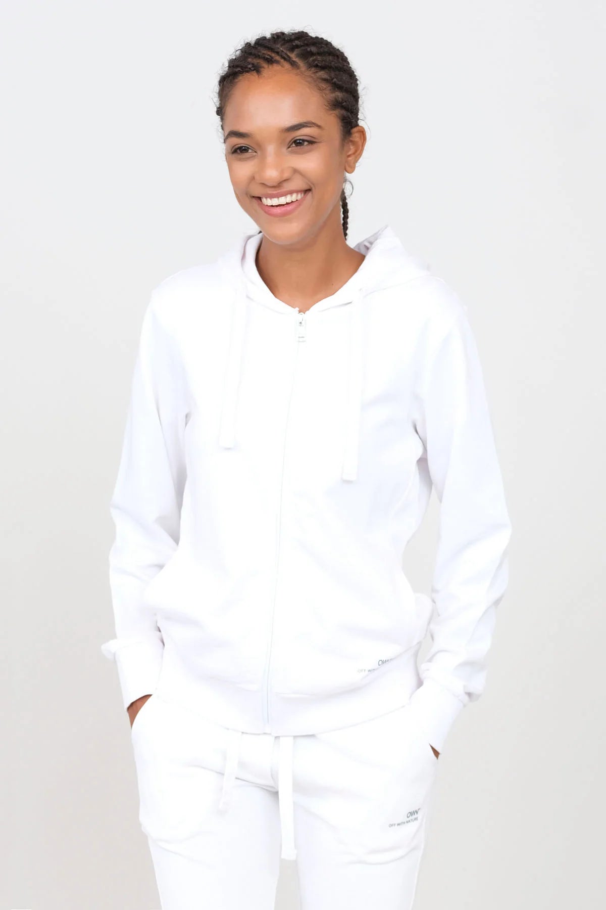 Women's Hoodie With A Zipper White Hoodie with Frayed Bohemian Relaxed