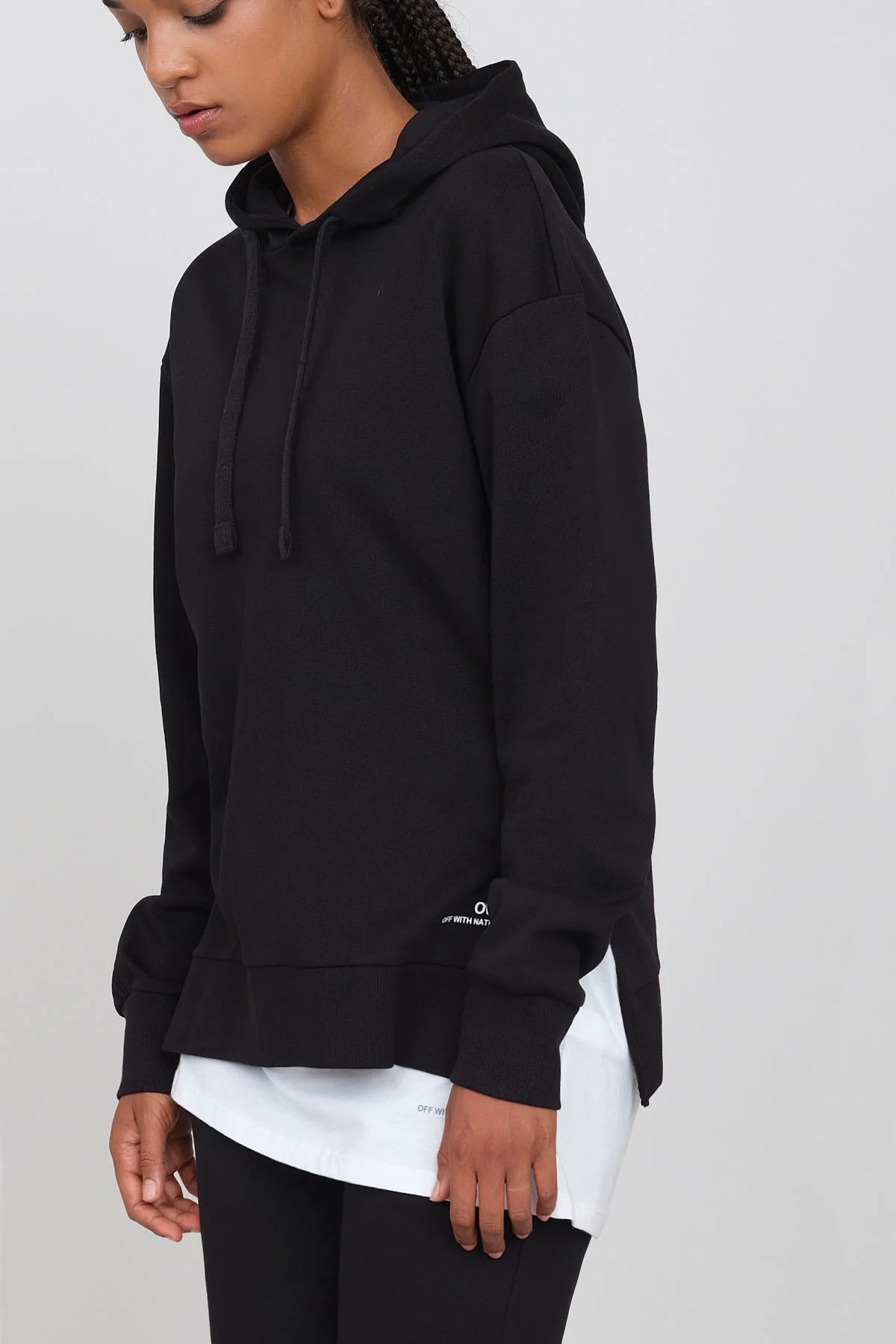Hoodie With Side Slits Black Hoodie with Full-Zip Functional Layering