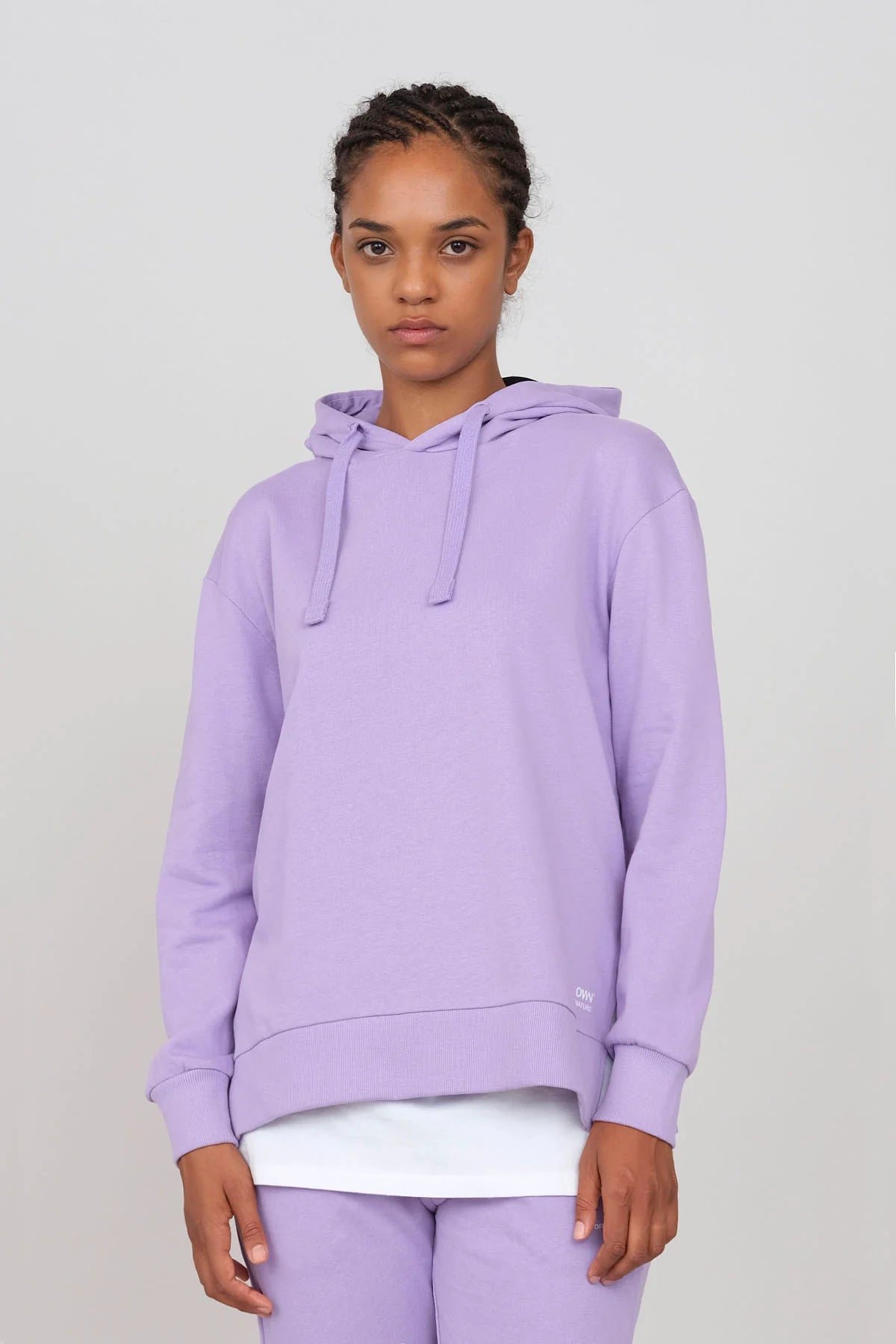 Hoodie With Side Slits Purple Hoodie with Emblem Brand Identity