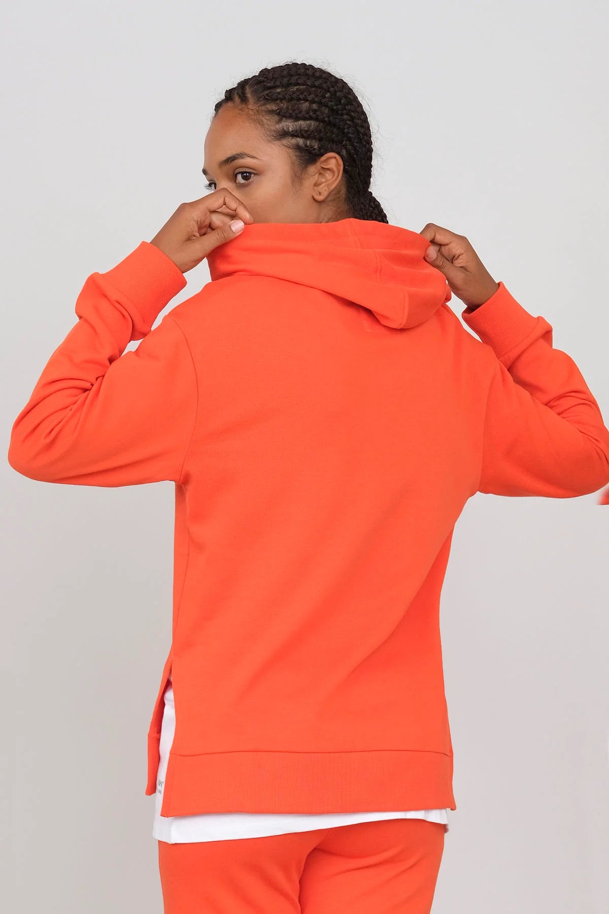 Hoodie With Side Slits Tomato Hoodie with Raglan Sleeves Sporty Comfortable