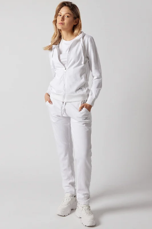 Women's Set With Zippered Hoodie and Joggers White Hoodie with Print Artistic Unique Women's Set With Zippered Hoodie and Joggers White Hoodie with Print Artistic Unique