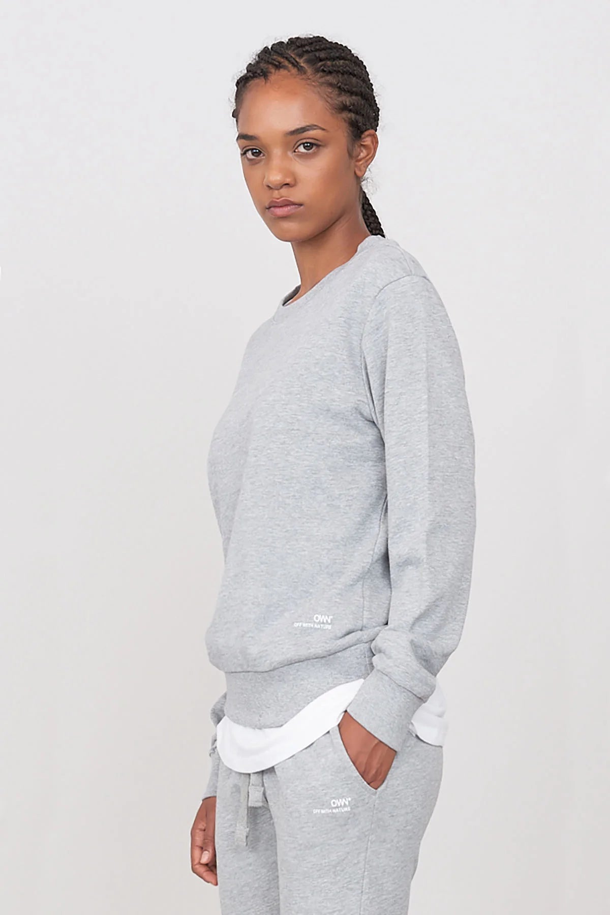 Women's Gauzed Crewneck Sweatshirt Grey Hoodie with Relaxed Fit Easy Casual