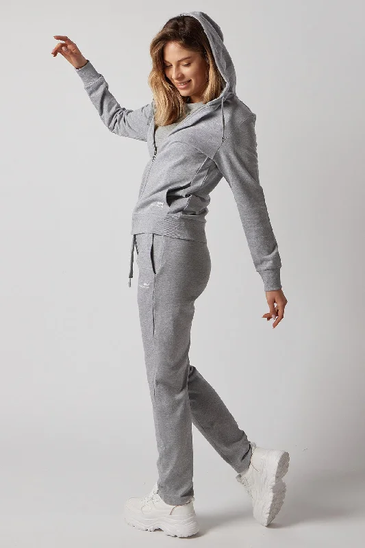 Women's Set With Zippered Hoodie And Joggers Grey Hoodie with Hem Fringe Bohemian Relaxed Women's Set With Zippered Hoodie And Joggers Grey Hoodie with Hem Fringe Bohemian Relaxed