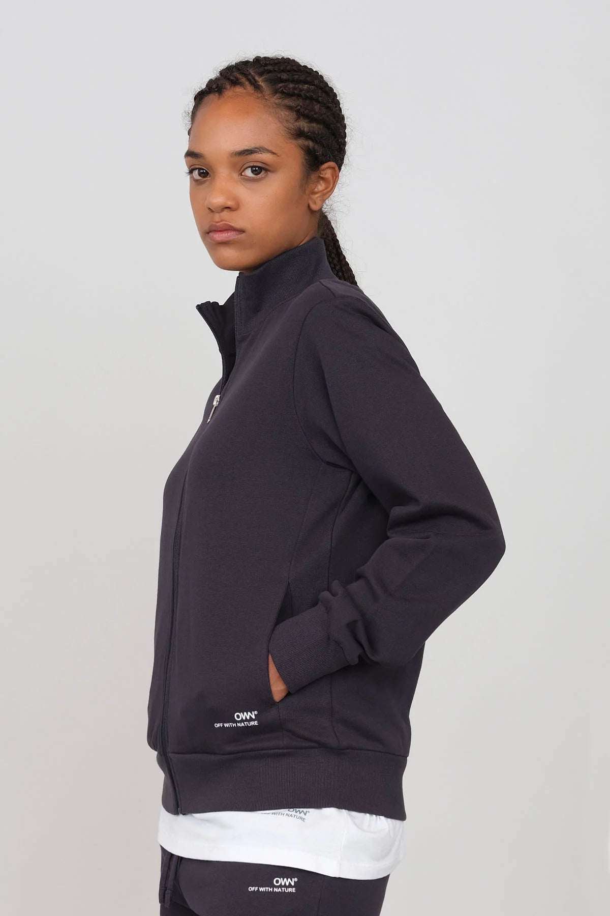Women's Sweatshirt With A Zipper Blue Hoodie with Hem Elastic Stretchable Comfortable Women's Sweatshirt With A Zipper Blue Hoodie with Hem Elastic Stretchable Comfortable