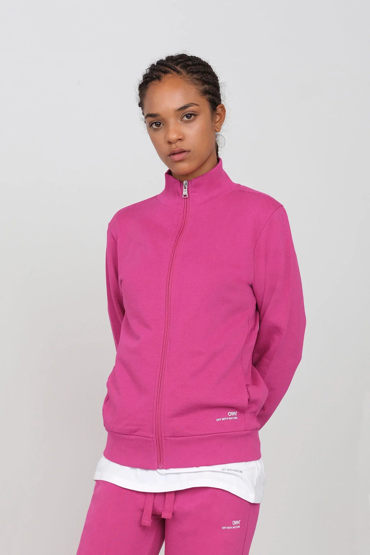 Women's Sweatshirt With A Zipper Fuchsia Hoodie with Back Slit Movement Comfort