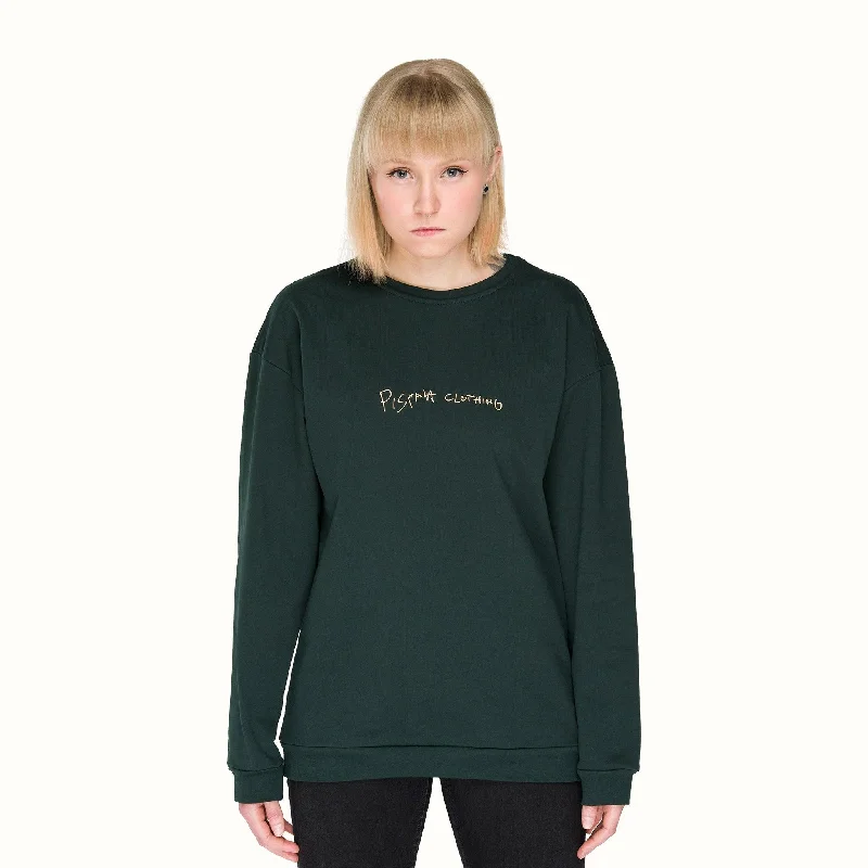 Original Sweatshirt Dark Green Hoodie with Embroidery Detailed Premium