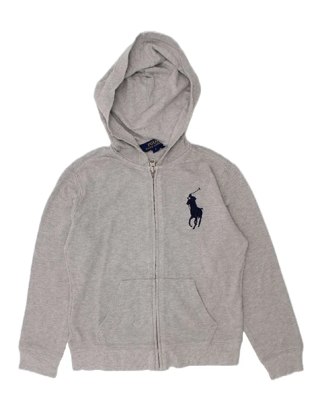 POLO RALPH LAUREN Boys Zip Hoodie Sweater 6-7 Years Grey Cotton Hoodie with Lining Warm Insulated POLO RALPH LAUREN Boys Zip Hoodie Sweater 6-7 Years Grey Cotton Hoodie with Lining Warm Insulated