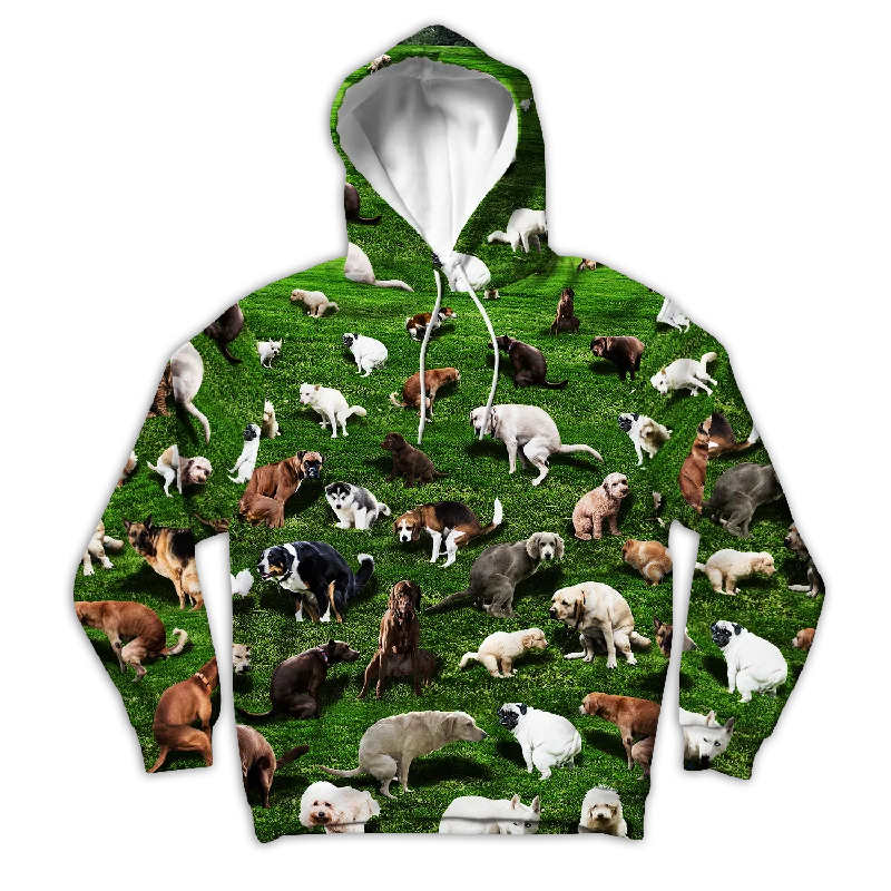 Pooping Dogs Unisex Hoodie Hoodie with Set-In Sleeves Structured Classic