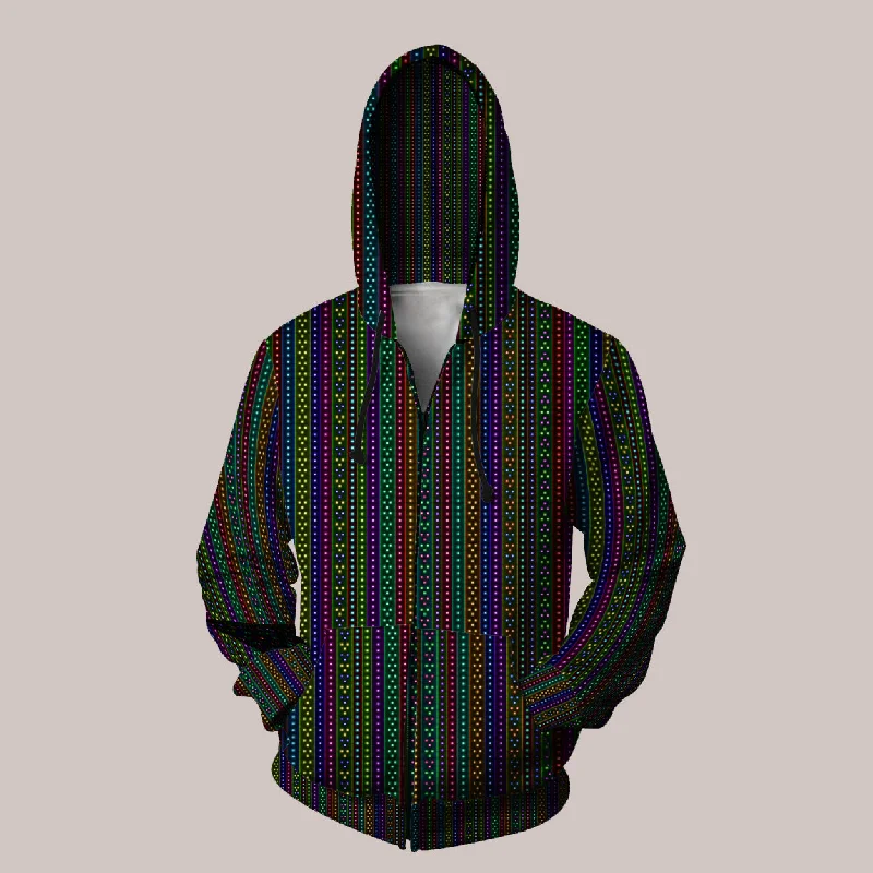 Psychedelic Hoodie (UV/RGB, Eco-Friendly, Unisex, Zip-Up) | MODELO Hoodie with Metallic Shiny Futuristic Psychedelic Hoodie (UV/RGB, Eco-Friendly, Unisex, Zip-Up) | MODELO Hoodie with Metallic Shiny Futuristic