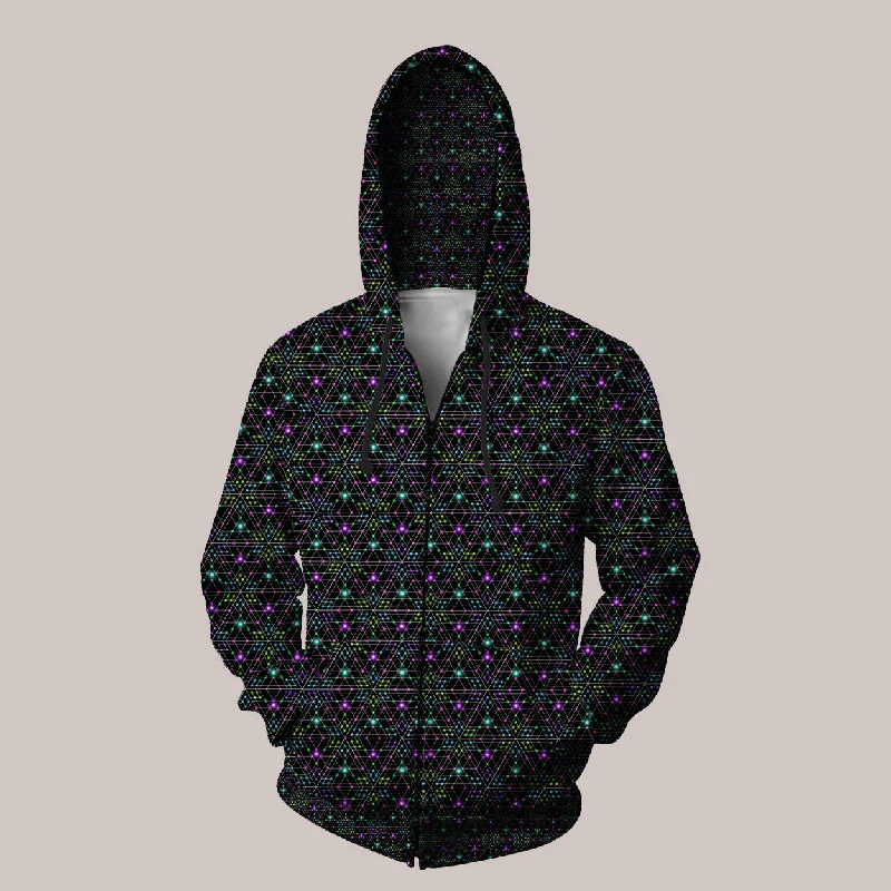Psychedelic Hoodie (UV/RGB, Eco-Friendly, Unisex, Zip-Up) | TRIESSELATION Hoodie with Double Zipper Versatile Adjustable Psychedelic Hoodie (UV/RGB, Eco-Friendly, Unisex, Zip-Up) | TRIESSELATION Hoodie with Double Zipper Versatile Adjustable