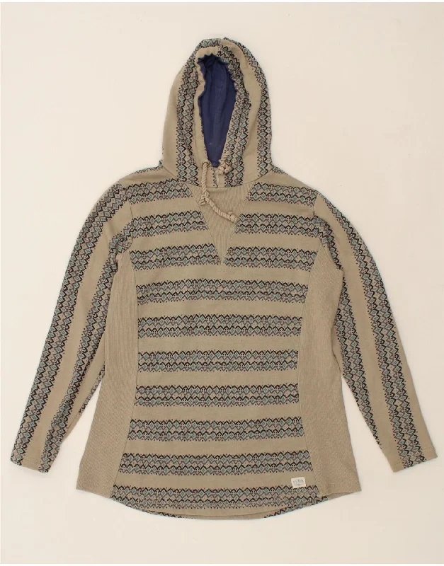 SALTROCK Womens Oversized Hoodie Jumper UK 10 Small Khaki Fair Isle Cotton Hoodie with Side Slits Relaxed Casual SALTROCK Womens Oversized Hoodie Jumper UK 10 Small Khaki Fair Isle Cotton Hoodie with Side Slits Relaxed Casual