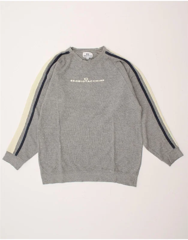 SERGIO TACCHINI Mens Graphic Sweatshirt Jumper 2XL Grey Cotton Hoodie with Rolled Sleeves Casual Relaxed SERGIO TACCHINI Mens Graphic Sweatshirt Jumper 2XL Grey Cotton Hoodie with Rolled Sleeves Casual Relaxed