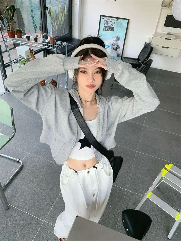 Soft Girl Cropped Hoodie Hoodie with Print Artistic Unique