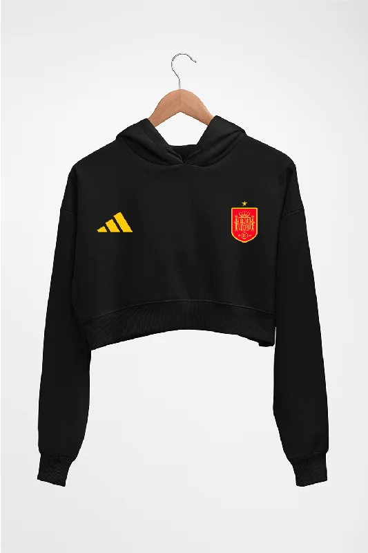 Spain Football Crop HOODIE FOR WOMEN Hoodie with Bell Sleeves Flared Feminine