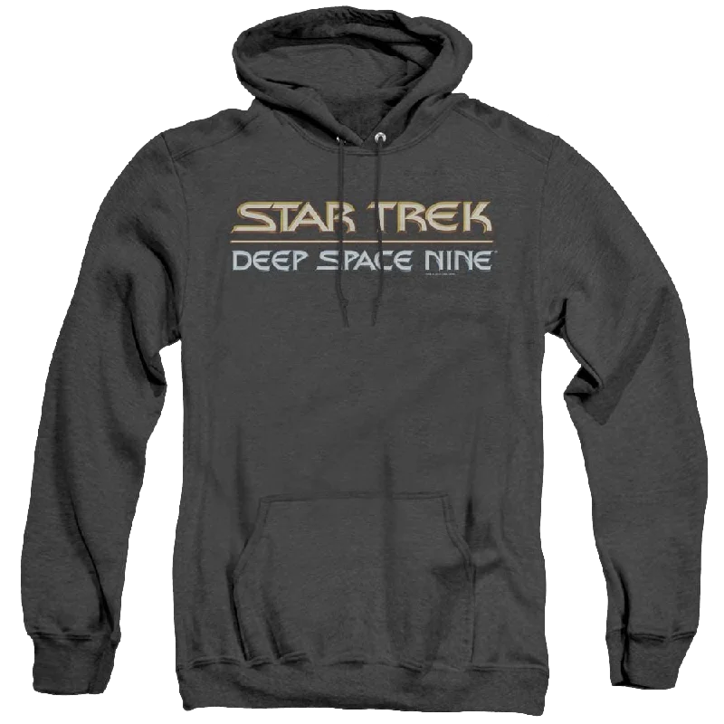 Star Trek Deep Space Nine Deep Space Nine Logo - Heather Pullover Hoodie Scalloped Neck Pullover Star Trek Deep Space Nine Deep Space Nine Logo - Heather Pullover Hoodie Scalloped Neck Pullover