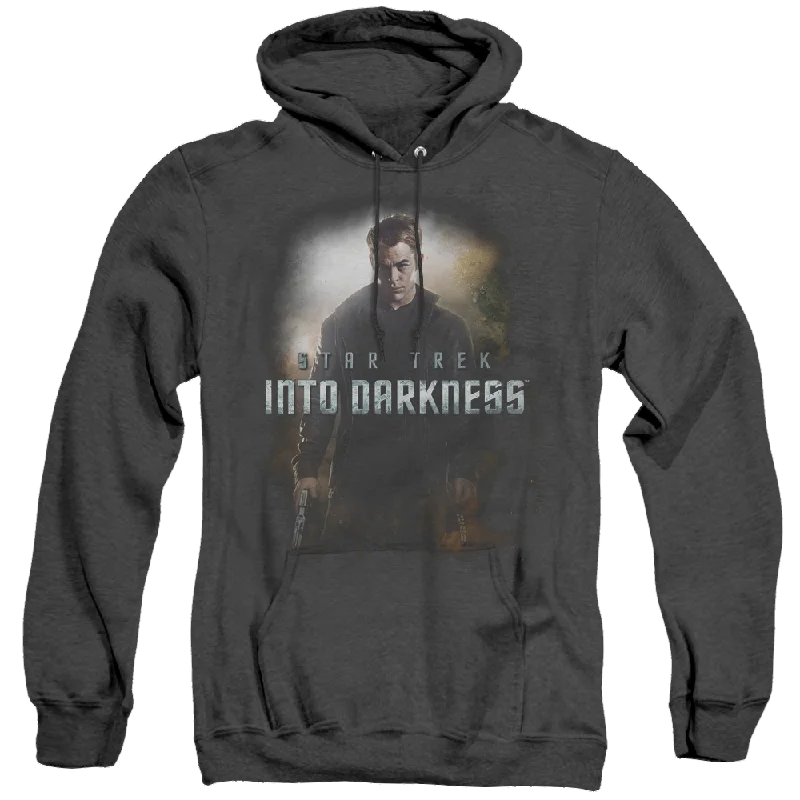 Star Trek Movies Darkness Kirk - Heather Pullover Hoodie Bishop Sleeve Elegant