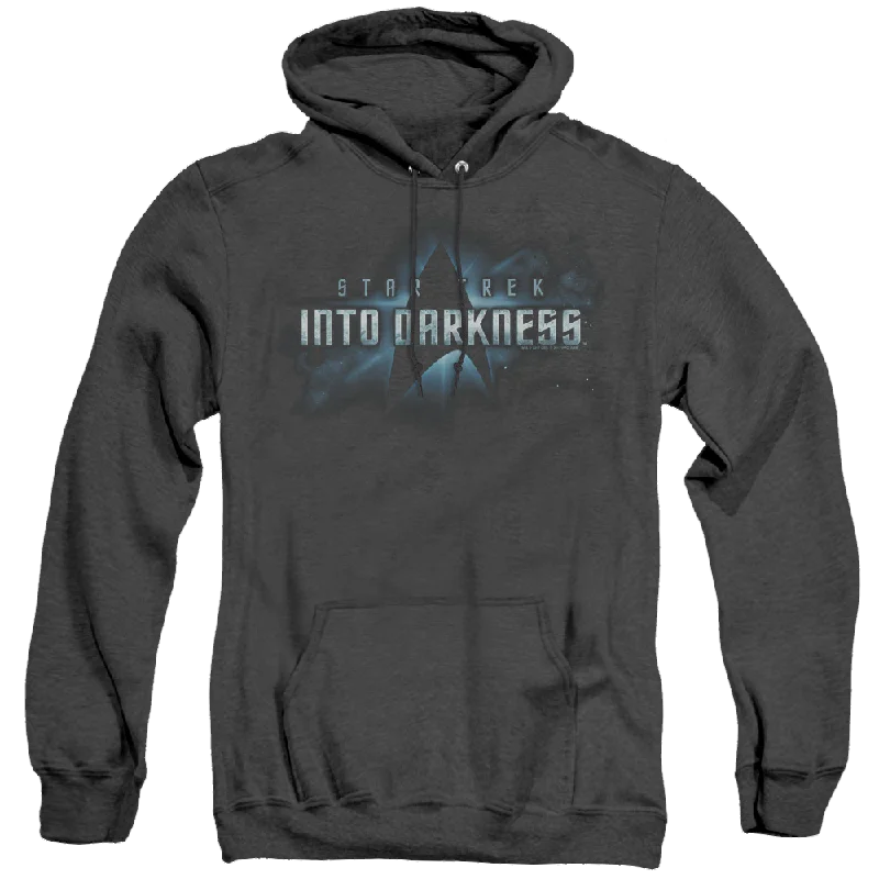 Star Trek Movies Into Darkness Logo - Heather Pullover Hoodie Asymmetrical Hem Sweater Star Trek Movies Into Darkness Logo - Heather Pullover Hoodie Asymmetrical Hem Sweater