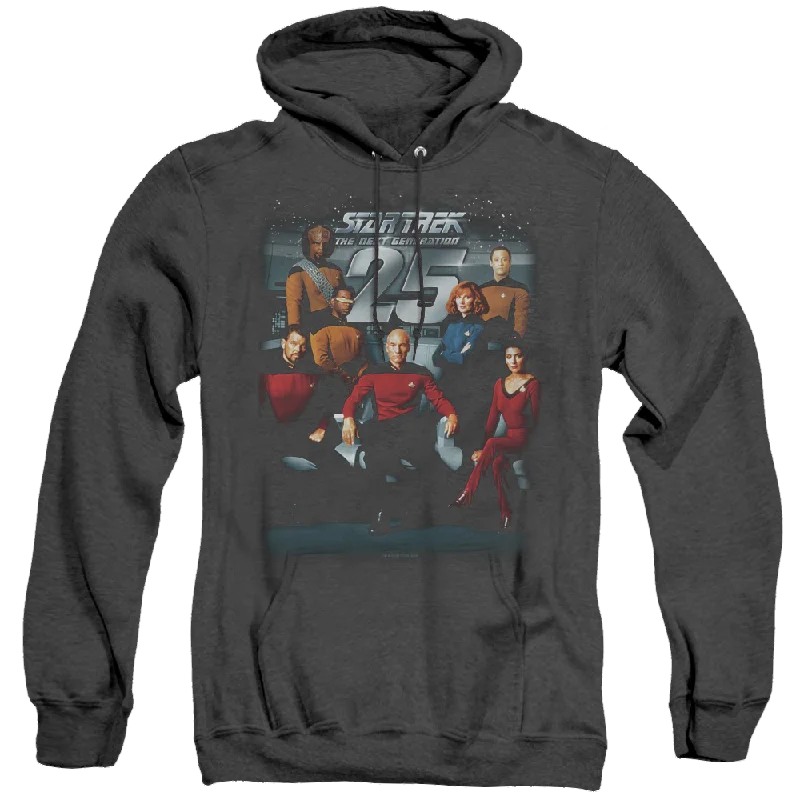 Star Trek The Next Generation 25Th Anniversary Crew - Heather Pullover Hoodie Notched Neck Pullover Star Trek The Next Generation 25Th Anniversary Crew - Heather Pullover Hoodie Notched Neck Pullover