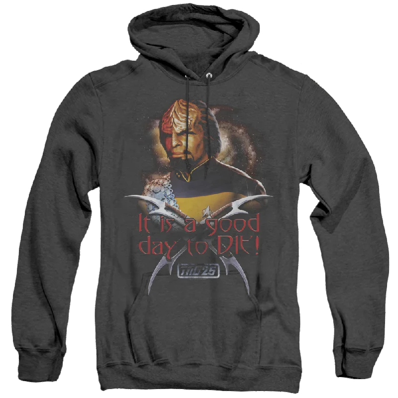 Star Trek The Next Generation Good Day To Die - Heather Pullover Hoodie Lapel Neck Sweater Star Trek The Next Generation Good Day To Die - Heather Pullover Hoodie Lapel Neck Sweater
