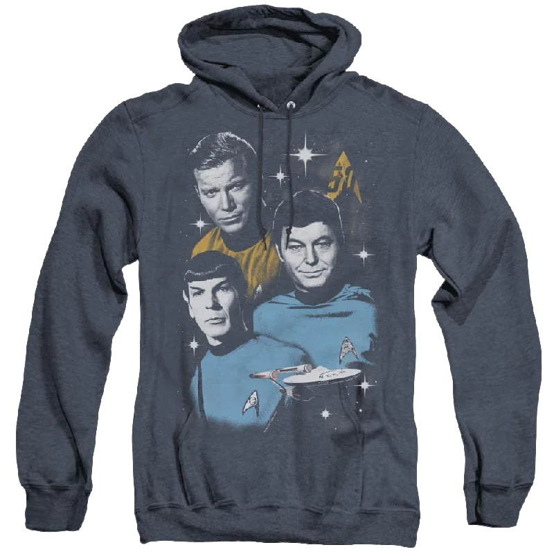 Star Trek The Original Series All Star Crew - Heather Pullover Hoodie Short Puff Sleeve Star Trek The Original Series All Star Crew - Heather Pullover Hoodie Short Puff Sleeve