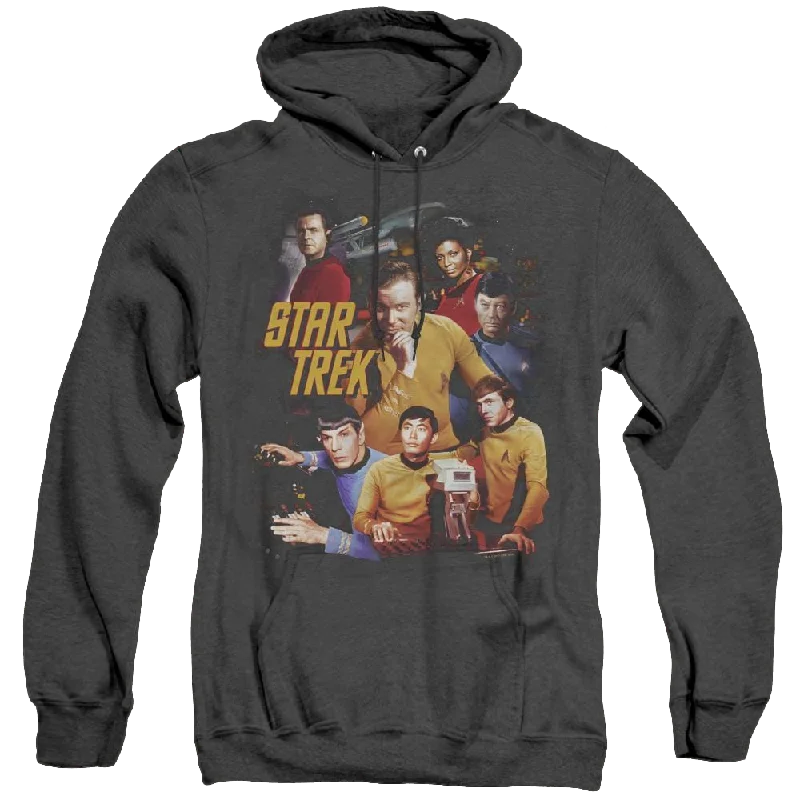 Star Trek The Original Series At The Controls - Heather Pullover Hoodie Solo Sleeve Pullover Star Trek The Original Series At The Controls - Heather Pullover Hoodie Solo Sleeve Pullover