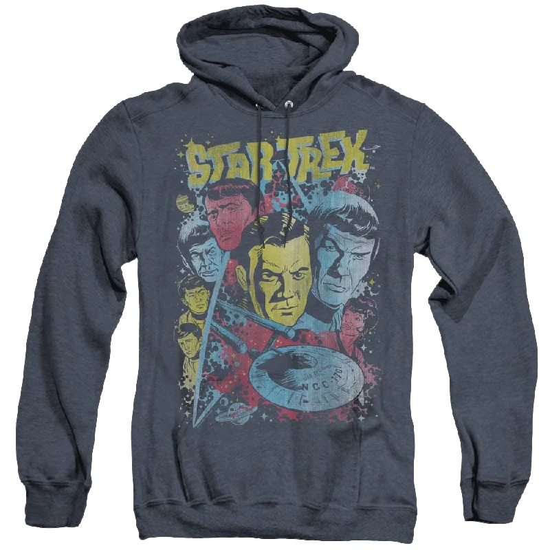 Star Trek The Original Series Classic Crew Illustrated - Heather Pullover Hoodie Asymmetrical Neck Pullover Star Trek The Original Series Classic Crew Illustrated - Heather Pullover Hoodie Asymmetrical Neck Pullover