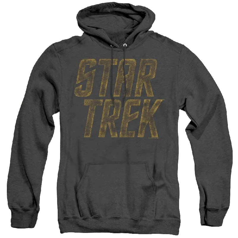 Star Trek The Original Series Distressed Logo - Heather Pullover Hoodie Long Bell Sleeve Star Trek The Original Series Distressed Logo - Heather Pullover Hoodie Long Bell Sleeve