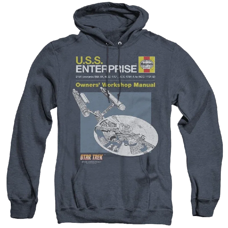 Star Trek The Original Series Enterprise Manual - Heather Pullover Hoodie Bateau Neck Pullover Star Trek The Original Series Enterprise Manual - Heather Pullover Hoodie Bateau Neck Pullover
