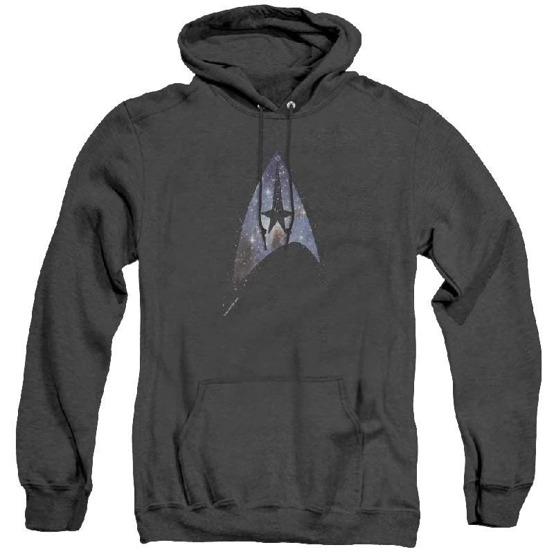 Star Trek The Original Series Galactic Shield - Heather Pullover Hoodie One Shoulder Top Star Trek The Original Series Galactic Shield - Heather Pullover Hoodie One Shoulder Top