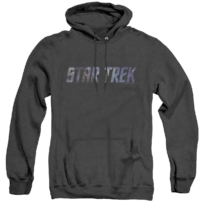 Star Trek The Original Series Space Logo - Heather Pullover Hoodie Notched Neck Pullover Star Trek The Original Series Space Logo - Heather Pullover Hoodie Notched Neck Pullover