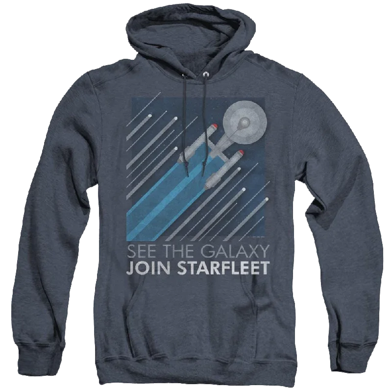 Star Trek The Original Series Starfleet Recruitment Poster - Heather Pullover Hoodie Zipper Front Cardigan Star Trek The Original Series Starfleet Recruitment Poster - Heather Pullover Hoodie Zipper Front Cardigan