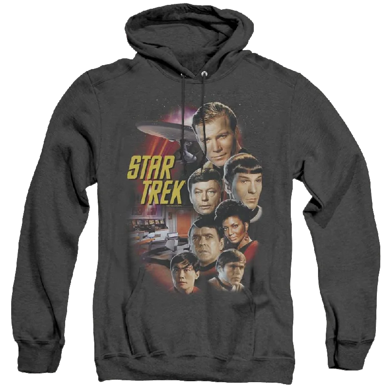 Star Trek The Original Series The Classic Crew - Heather Pullover Hoodie Open Neck Pullover Star Trek The Original Series The Classic Crew - Heather Pullover Hoodie Open Neck Pullover