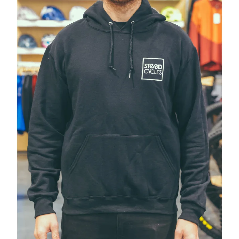 Steed Cycles Patch Hoodie Hoodie with High-Low Hem Asymmetrical Trendy