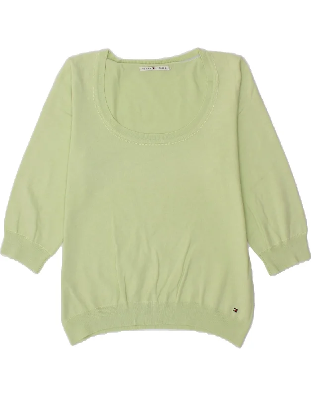 TOMMY HILFIGER Womens 3/4 Sleeve Boat Neck Jumper Sweater UK 6 XS Green Nylon Fabric Polyester Fabric Spandex Fabric TOMMY HILFIGER Womens 3/4 Sleeve Boat Neck Jumper Sweater UK 6 XS Green Nylon Fabric Polyester Fabric Spandex Fabric