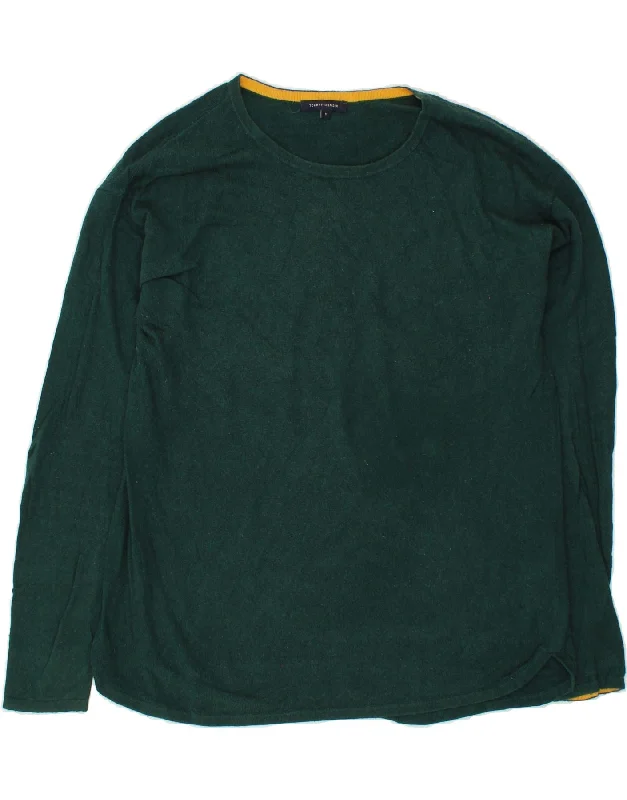 TOMMY HILFIGER Womens Boat Neck Jumper Sweater UK 14 Medium Green Cotton Hooded Caped Shawl Collar TOMMY HILFIGER Womens Boat Neck Jumper Sweater UK 14 Medium Green Cotton Hooded Caped Shawl Collar