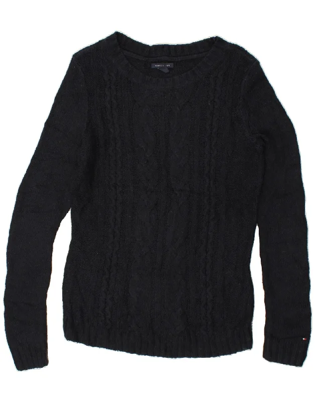 TOMMY HILFIGER Womens Boat Neck Jumper Sweater UK 14 Medium Navy Blue Open Front Closed Front Wrap Front TOMMY HILFIGER Womens Boat Neck Jumper Sweater UK 14 Medium Navy Blue Open Front Closed Front Wrap Front