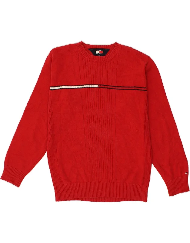 TOMMY HILFIGER Womens Crew Neck Jumper Sweater UK 16 Large Red Cotton Cable Knit Ribbed Knit Lace Knit TOMMY HILFIGER Womens Crew Neck Jumper Sweater UK 16 Large Red Cotton Cable Knit Ribbed Knit Lace Knit