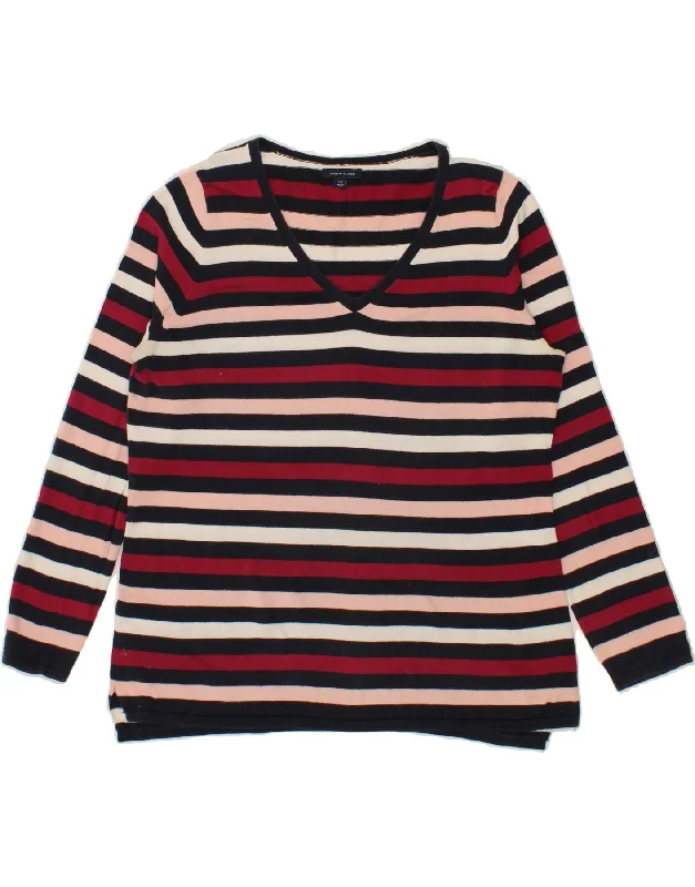 TOMMY HILFIGER Womens V-Neck Jumper Sweater UK 16 Large Multicoloured Hooded Sweater Collared Sweater Shawl Collar TOMMY HILFIGER Womens V-Neck Jumper Sweater UK 16 Large Multicoloured Hooded Sweater Collared Sweater Shawl Collar